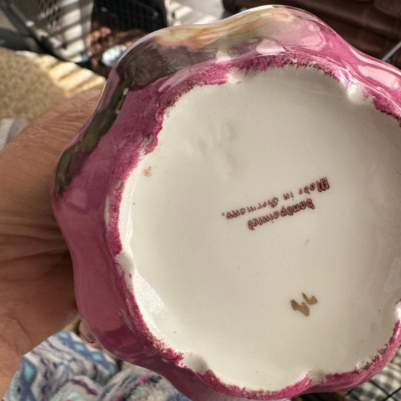 German Handpainted Antique Sugar/Creamer  Floral Numbered 420 Double Handles - Picture 4 of 5